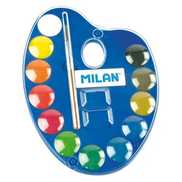 Vízfesték Milan ecsettel 12-es keverőpalettás+ 1db ecset 25 mm, 53412