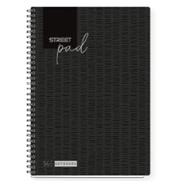 Spirál füzet, prémium "STREET PAD" A4 100 lapos BLACK négyzetrácsos