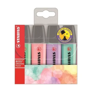 Szövegkiemelő 4/klt STABILO Boss Original (2-5mm) pasztell