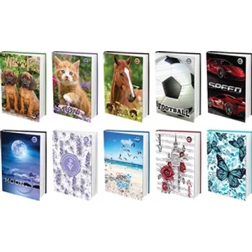 Napló T-Creativ A/5 sima 48 lapos, keménytáblás, 10 vegyes minta