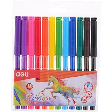 Filctollkészlet, 1,0 mm, DELI "ColoRun", 12 különböző szín