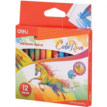 Zsírkréta, hengeres, DELI "ColoRun", 12 különböző szín