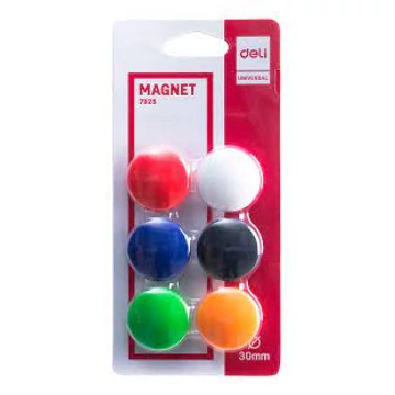 Mágneskorong, 30 mm, 6 db, DELI "UNIVERSAL", vegyes szín