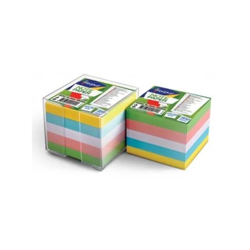 Színes jegyzettömb 9x9 cm 800 lap műanyag tartóban