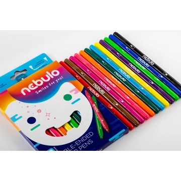 Filctoll készlet, 12 színes, kétvégű, Nebulo 