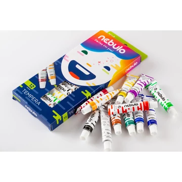 Tempera készlet, 12 ml-es, 12 színes, Nebulo 