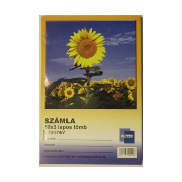 Számlatömb A/5 (50x3) álló Napraforgós  B.13-374/V
