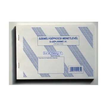 Menetlevél személygépkocsi A/5  D.GÉPJ.31