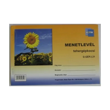 Menetlevél tehergépkocsi Napraforgós A/5  D.GÉPJ.21