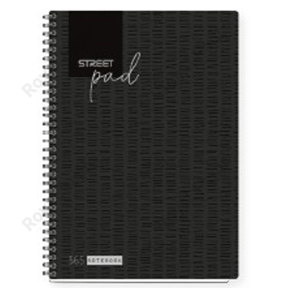 Spirál füzet, prémium "STREET PAD" A4 100 lapos BLACK négyzetrácsos
