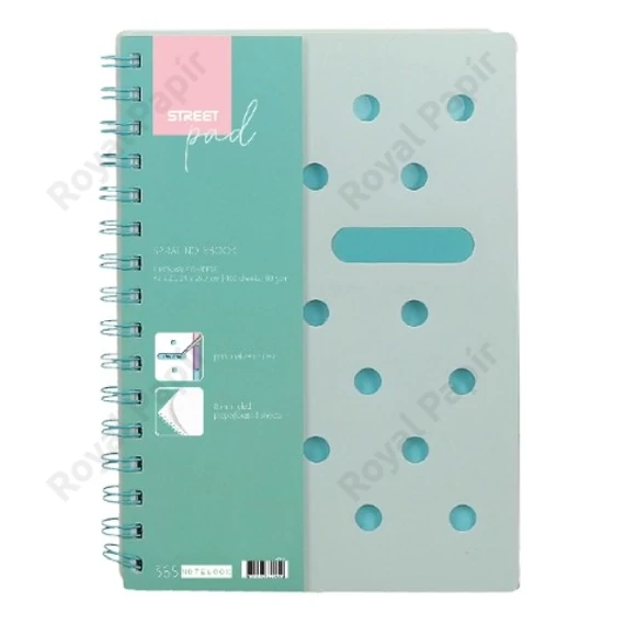 Spirál füzet, prémium "STREET PAD" A4 100 lapos GREEN vonalas