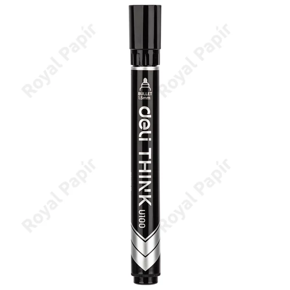 Alkoholos marker, 1,5 mm, gömbölyű, DELI "Think", fekete