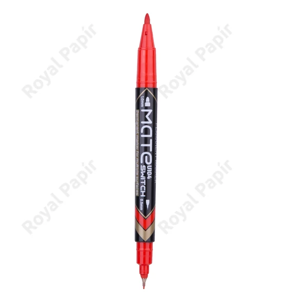 Alkoholos marker, 0,5/1,0 mm, kétvégű, DELI "Mate 2:1", piros