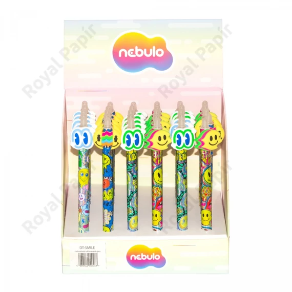 Zselés toll, nyomógombos, radírozható, színes kínálóban, Smile, Nebulo 