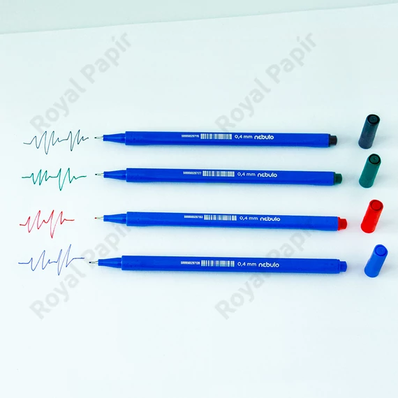 Tűfilc, háromszög testű, "722-B" 4 db-os készlet, kék-fekete-piros-zöld, Nebulo 