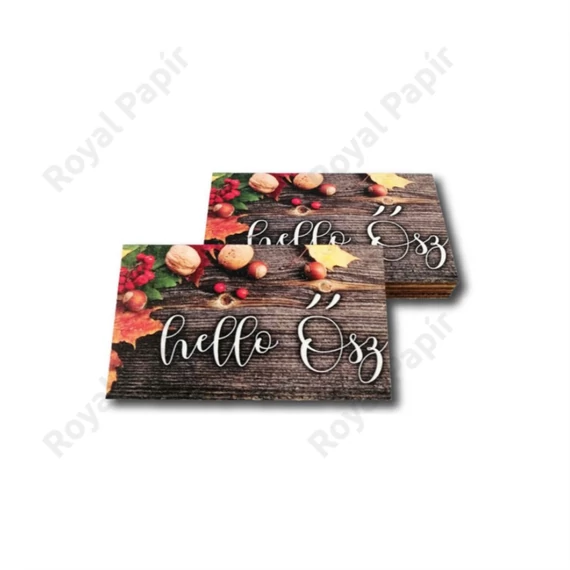 Fa dekor - Hello ősz barna 5x8cm - 5 db/cs