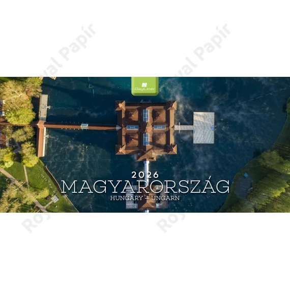 Képes asztali naptár normál (32X15) 2026  MAGYARORSZÁG  fekvő PVC talp  bordó