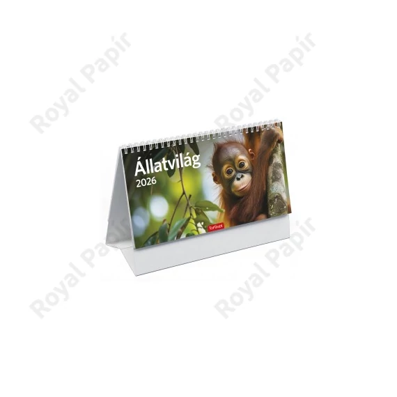 Képes asztali naptár midi (24x12,8) 2026  ÁLLATVILÁG álló papírtáblás  T0582P