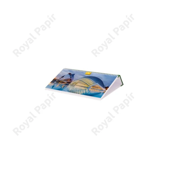 Képes asztali naptár normál (32X15) 2026 KÉPES VILÁG  fekvő PVC talp  zöld