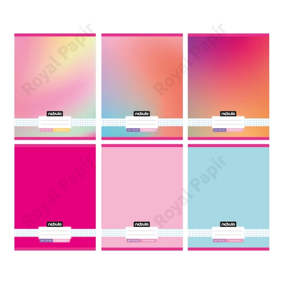 Füzet, A4, tűzött, sima, 80-32, Monochrome és Gradient minták I., Nebulo 