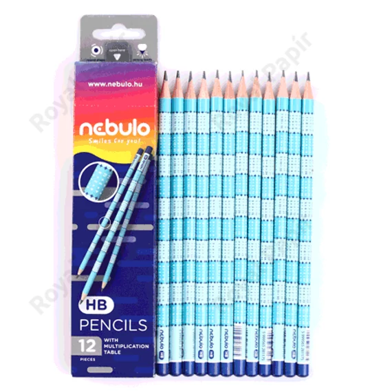 Grafit ceruza, hengeres testű, szorzótáblás, HB, Nebulo 