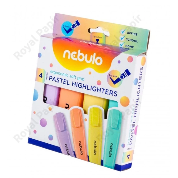 Szövegkiemelő  készlet, 4 pasztell szín, Nebulo